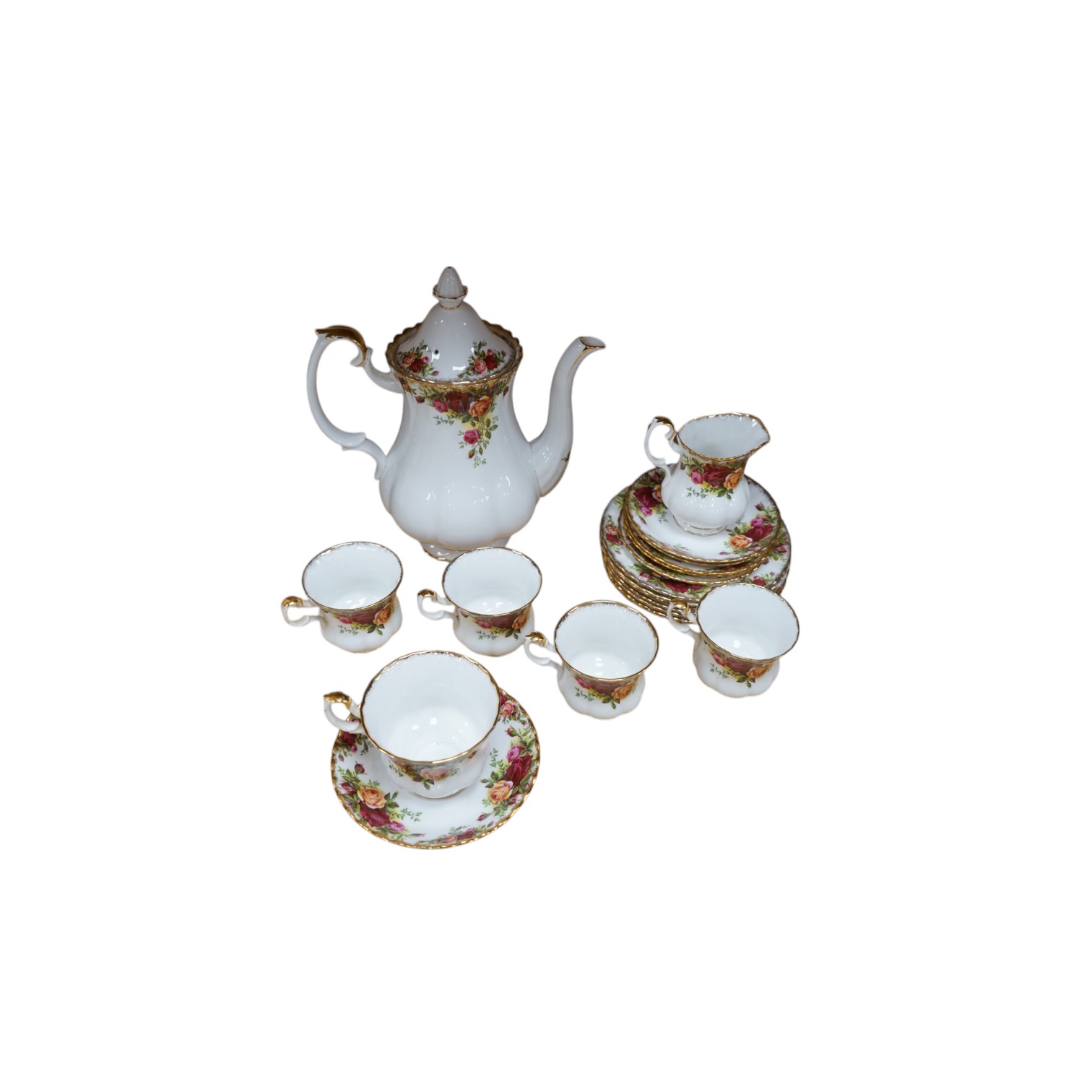 A Royal Albert old country roses part coffee set. Condition - good